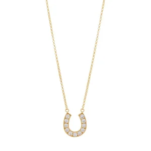9kt Yellow Gold Silver Infused Horseshoe Necklace