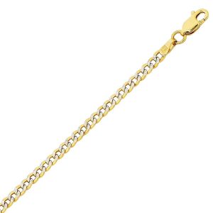 9kt Yellow Gold Diamond Cut Curb Chain Necklace 50cm