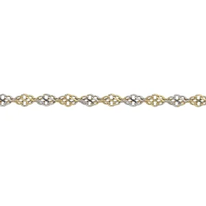 9kt Yellow Gold 2 Tone Twisted Infinity Chain Necklace 45cm
