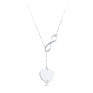 50cm Infinity Loop Heart Necklace in Sterling Silver