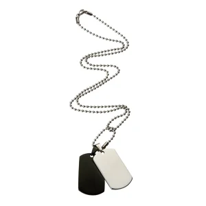 60cm 2 Tone Men's Dog Tag Necklace in Stainless Steel
