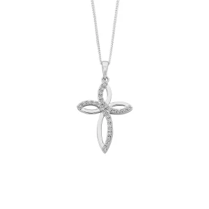 45cm Open Cross Cubic Zirconia Pendant Necklace in Sterling Silver