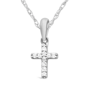 45cm Children's Diamond Cross Necklace in Sterling Silver