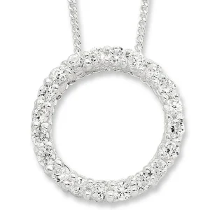 45cm Cubic Zirconia Open Circle Necklace in Sterling Silver