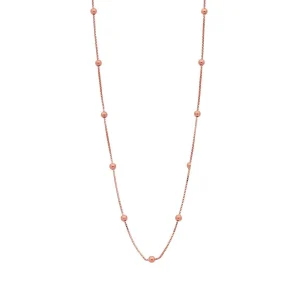 9kt Rose Gold Silver Infused Chain And Ball Necklace 45cm