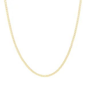 9kt Yellow Gold Rounded Curb Chain Necklace 45cm