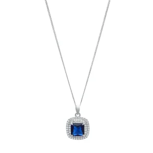 45cm Blue Sapphire Cubic Zirconia Necklace in Sterling Silver