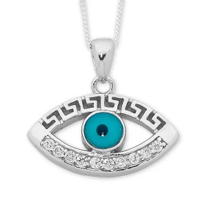 45cm Evil Eye Necklace in Sterling Silver