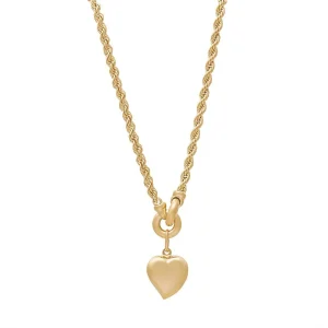 45cm Puff Heart Necklace in 9kt Yellow Gold