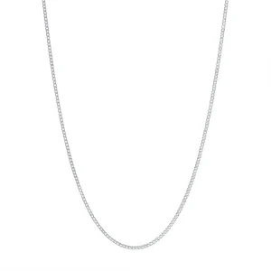 9kt White Gold Diamond Cut Curb Chain Necklace 50cm