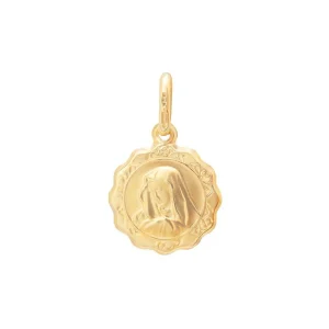 Scalloped Ornate Madonna Pendant in 9kt Yellow Gold