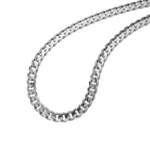 60cm 5.4mm Width Flat Curb Chain Necklace in Sterling Silver