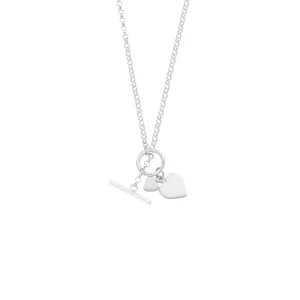 41cm Heart Charm Toggle Belcher Necklace in Sterling Silver