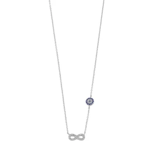 45cm Cubic Zirconia Infinity and Evil Eye Necklace in Sterling Silver