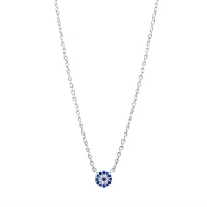 45cm Cubic Zirconia Evil Eye Necklace in Sterling Silver