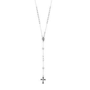 Sterling Silver Rosary Bead Necklace