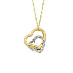43cm Crystal Heart Pendant Necklace in 9kt Yellow Bonded Gold