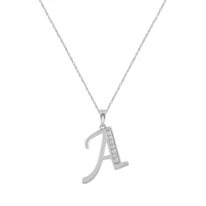 Diamond Initial E Necklace in Sterling Silver