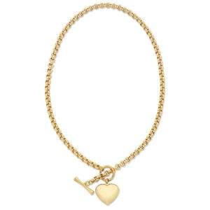 45cm Belcher Chain Necklace with Heart Fob in 9kt Yellow Bonded Gold