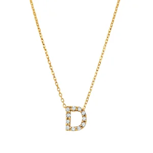 9kt Yellow Gold Silver Infused Cubic Zirconia Initial Necklace