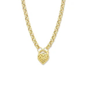 9kt Yellow Silver Infused Padlock Necklace 45cm