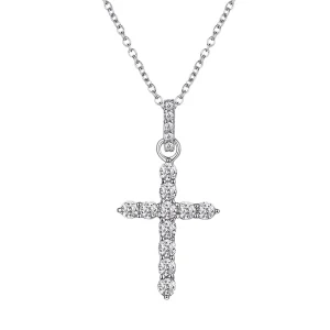 45cm Cubic Zirconia Cross Pendant Necklace in Sterling Silver