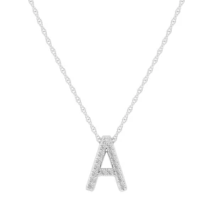 Diamond Initial E Slider Necklace in Sterling Silver