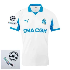Olympique Marseille Home Fan Jersey 2025/26 Patches UCL + 10th Anniversary UEFA.