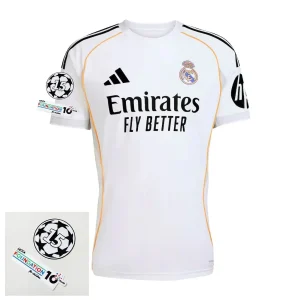 Real Madrid Home Fan Jersey 2025/26 Patches UCL + 10th Anniversary UEFA.