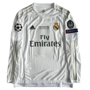 Retro Real Madrid 2015/16 Home Long Sleeve Final Milano 2016 Patches UCL 10 UEFA Respect