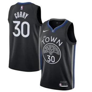 Golden State Warriors Curry 30 NBA Jersey Black The Town