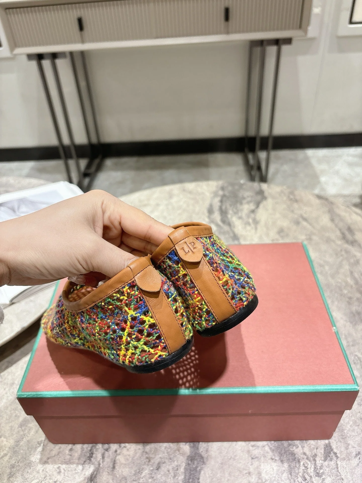 LP hollow knit ballet flats multicolor original leather 379022 - Image 5