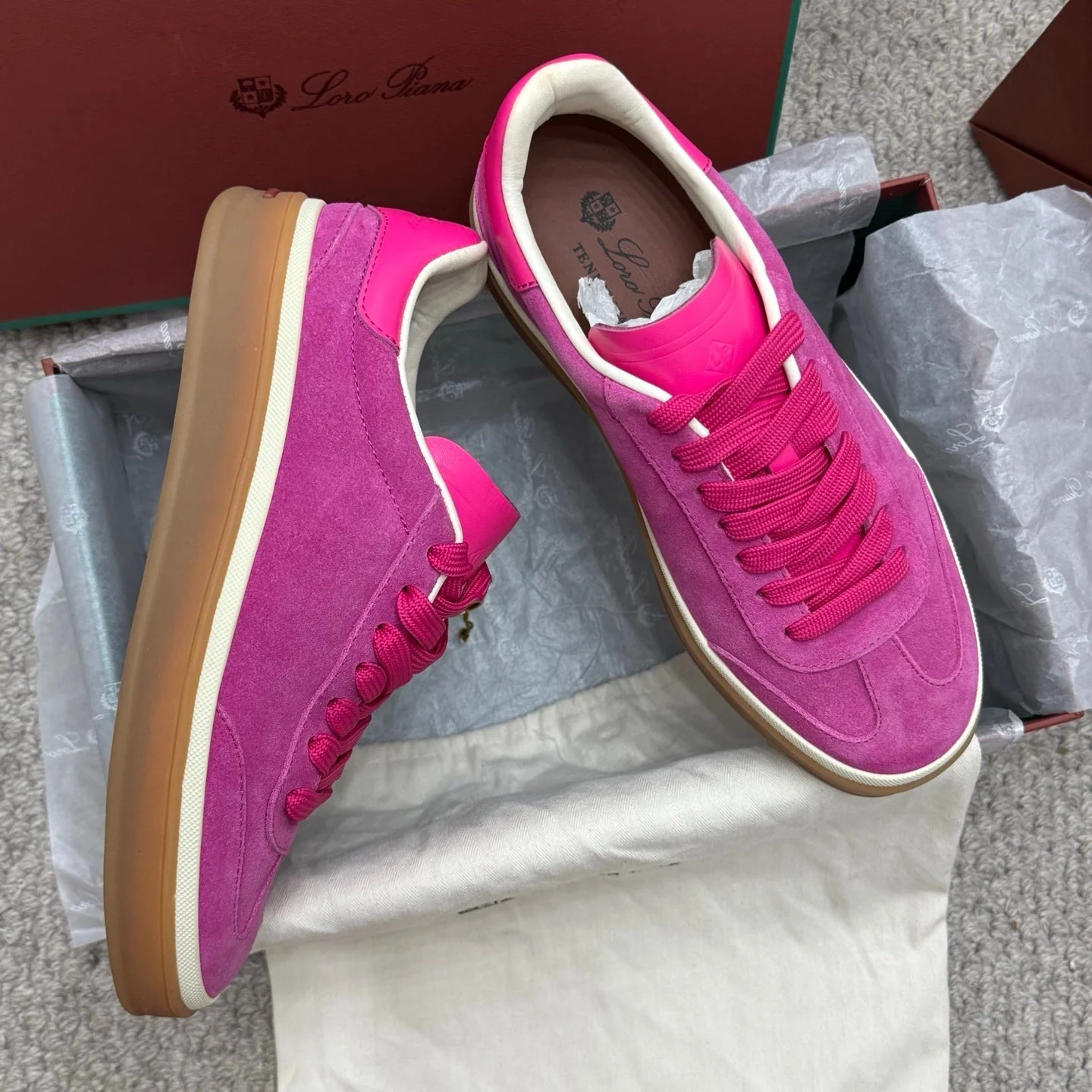 LP sneaker unisex style hot pink sheepskin mix suede 384719 - Image 5