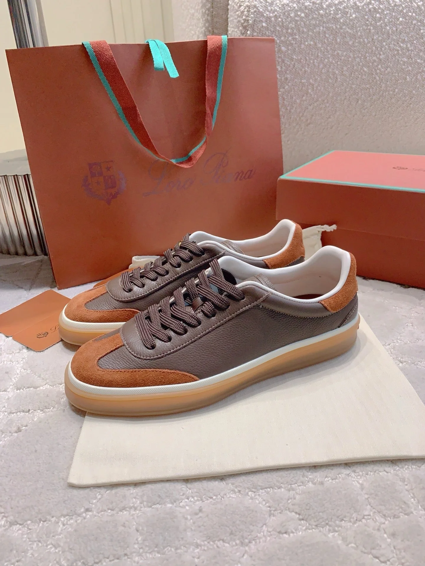 LP sneaker unisex style dark brown sheepskin mix suede 382663 - Image 5