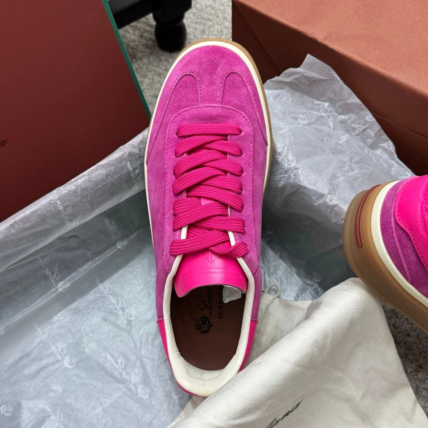 LP sneaker unisex style hot pink sheepskin mix suede 384719 - Image 4