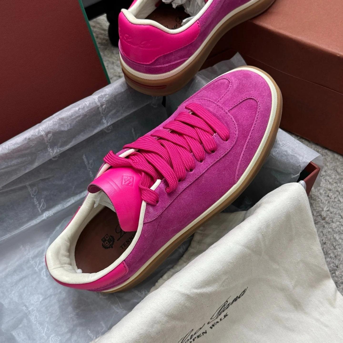 LP sneaker unisex style hot pink sheepskin mix suede 384719 - Image 7