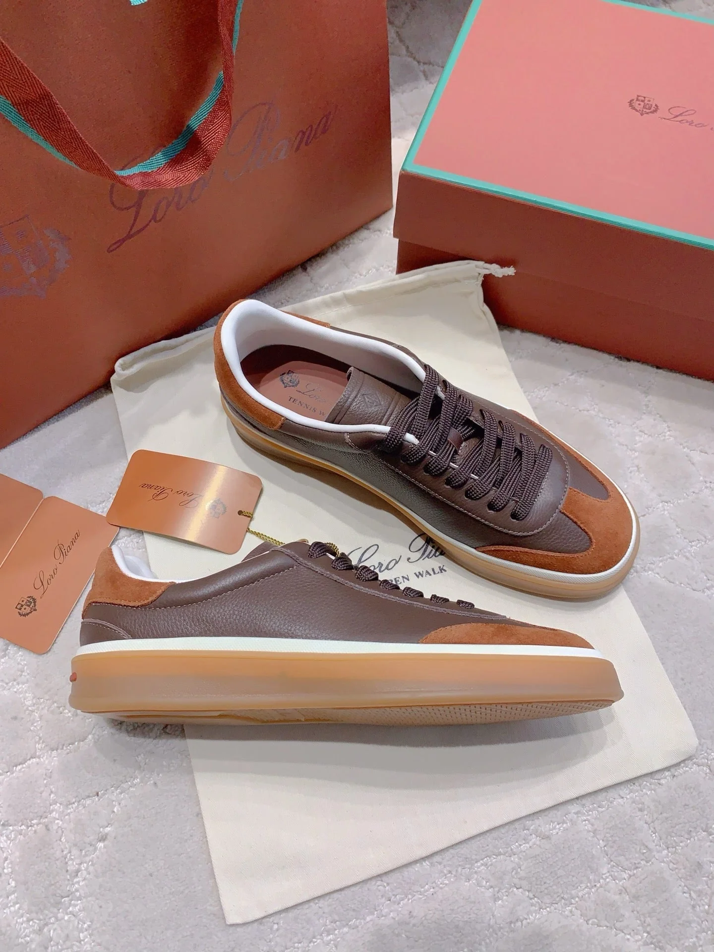 LP sneaker unisex style dark brown sheepskin mix suede 382663 - Image 6