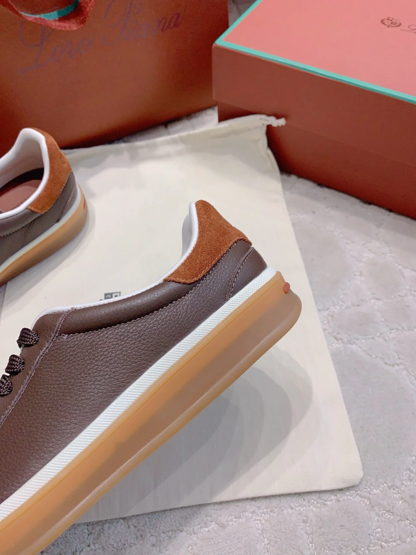 LP sneaker unisex style dark brown sheepskin mix suede 382663 - Image 7