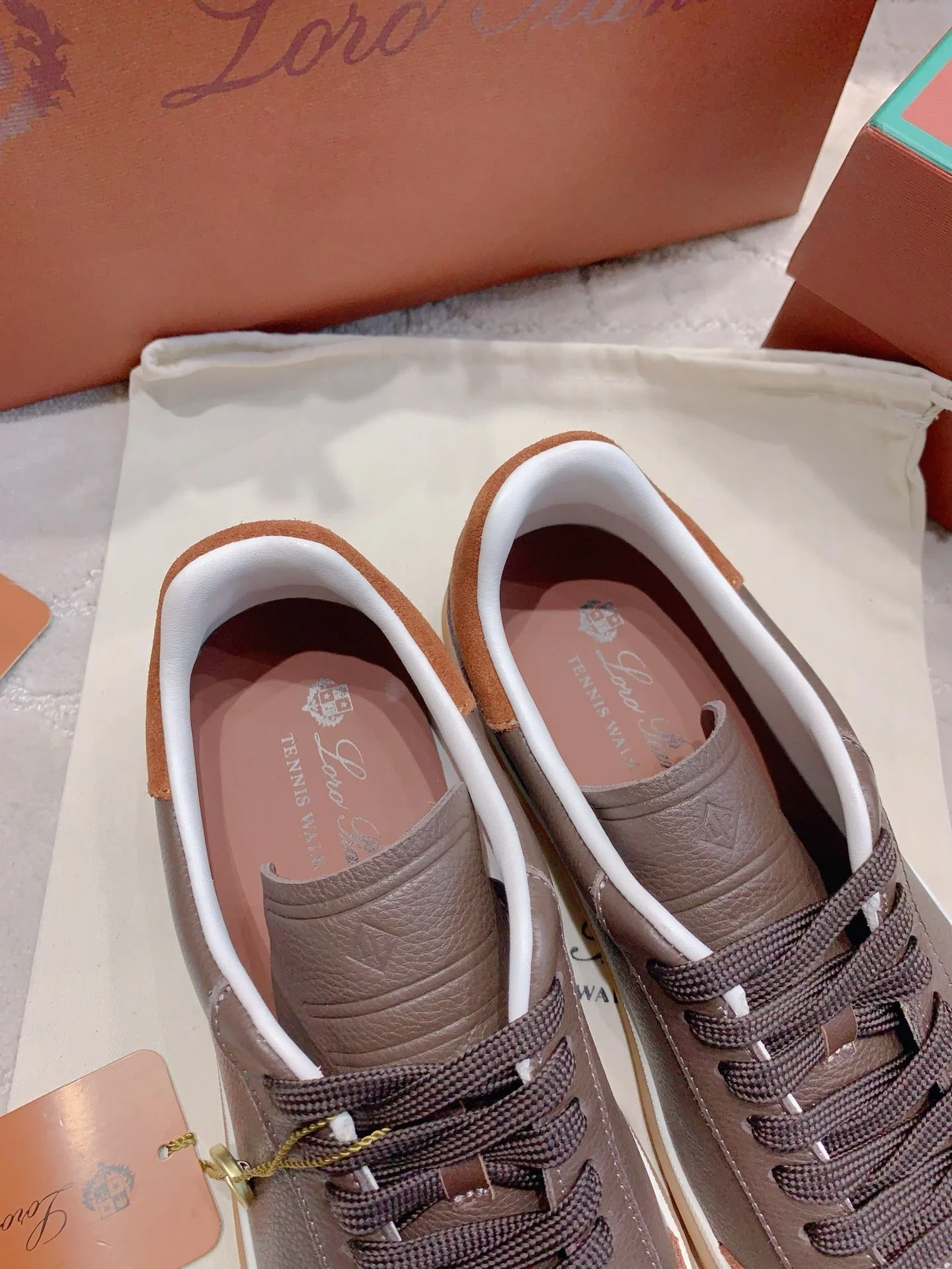 LP sneaker unisex style dark brown sheepskin mix suede 382663 - Image 4