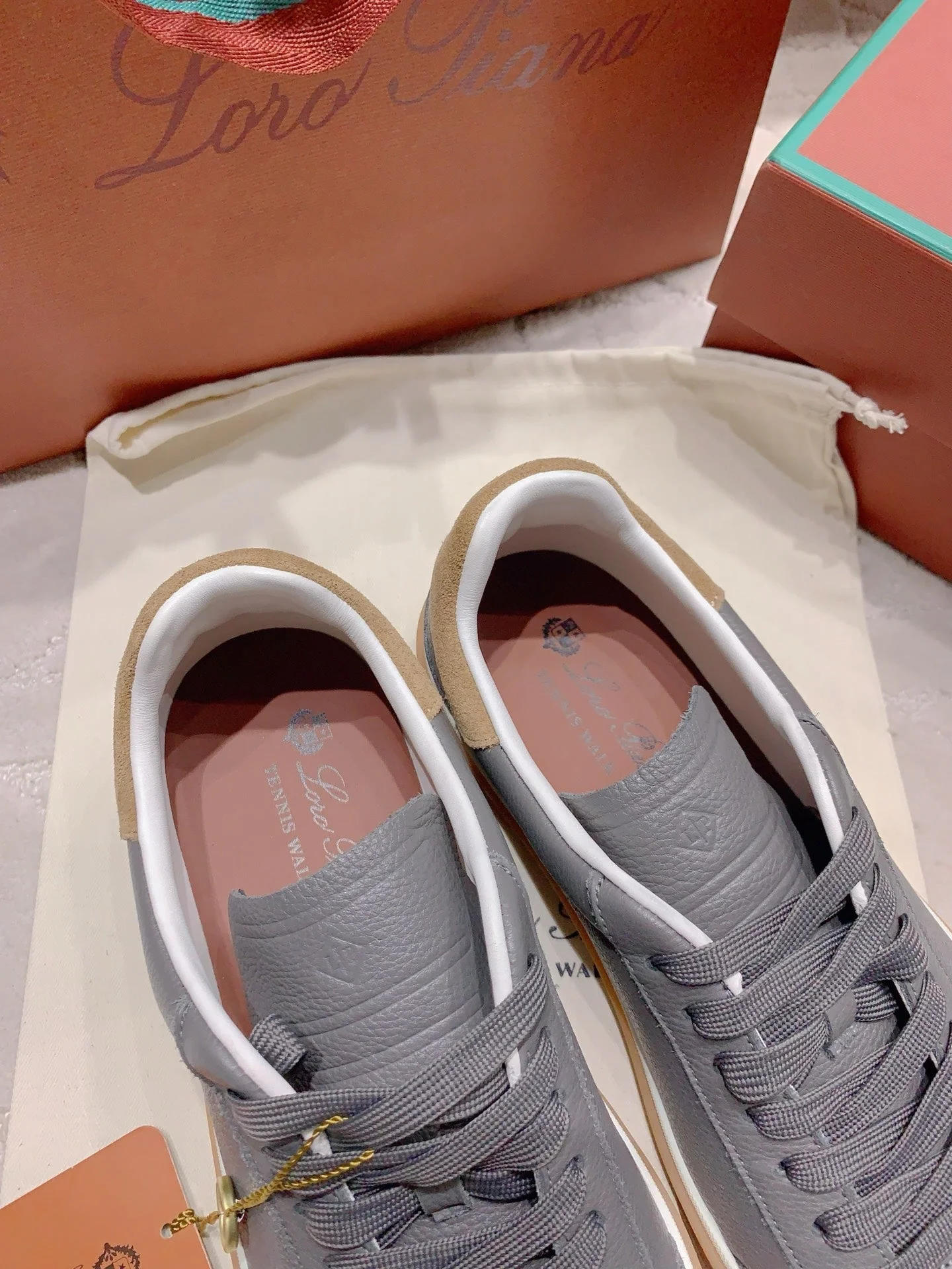 LP sneaker unisex style gray sheepskin mix suede 382665 - Image 4