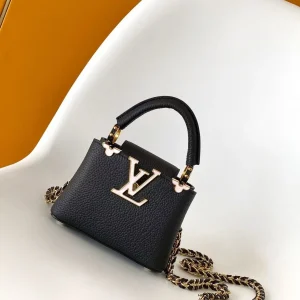 LV Capucines Bag 16cm Black Taurillon Cowhide Leather