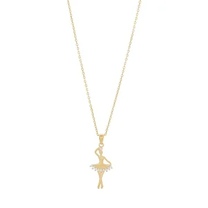 9kt Yellow Gold Silver Infused Ballerina Necklace