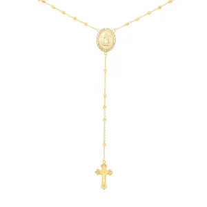 50cm Ornate Cubic Zirconia Rosary Bead Necklace in 9kt Yellow Gold