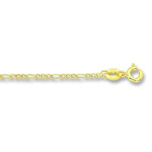 9kt Yellow Gold Silver Infused Figaro Necklace 45cm