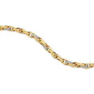 9kt Yellow Gold Silver Infused Crystal Necklace 55cm