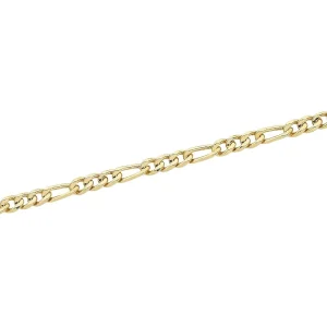 9kt Yellow Gold Silver Infused Figaro Chain Necklace 60cm