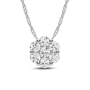 Meera Flower Necklace with 0.50tw of Laboratory-Grown Diamonds in 9kt White Gold