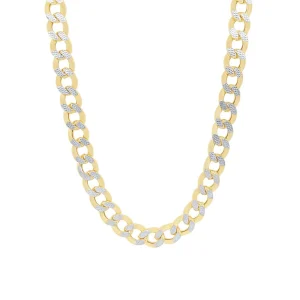 9kt Yellow Gold Silver Infused Two Tone Curb Necklace 50cm