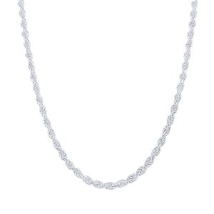 60cm 2mm Width Rope Chain Necklace in Sterling Silver