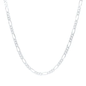 50cm 3.3mm Width Diamond Cut Figaro Necklace in Sterling Silver